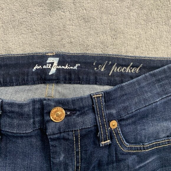 7 for all Mankind "A" Pocket Jeans Womens 26x33”Blue Denim Bootcut Low Rise Y2K - Picture 10 of 14